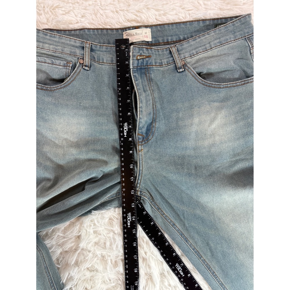 Smith & Mills Mens Straight Leg Jeans Medium Wash Blue Stretch Denim Size 38x30 - Picture 8 of 11